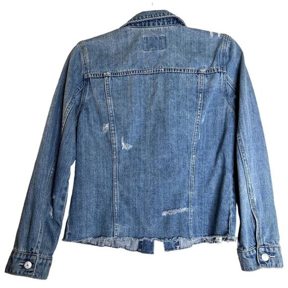 Old Navy Denim Jean Jacket Distressed Women Size Small classic 80s 90s y2k retro - Picture 2 of 7